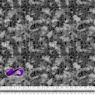 Techno - Circuit - White on black background