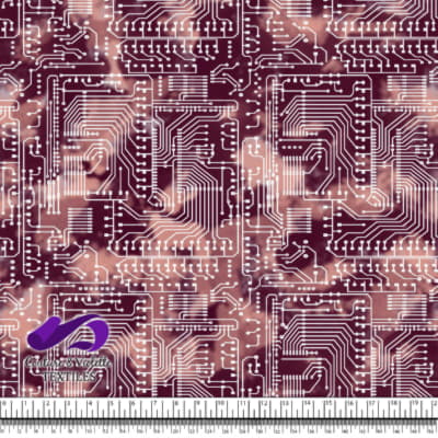 Techno - Circuit - White on red background