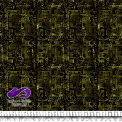 Techno - Circuit - Yellow on black background